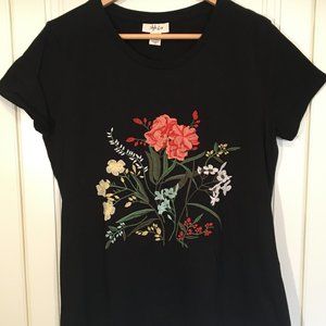 Style & Co embroidered multicoloured floral tee M